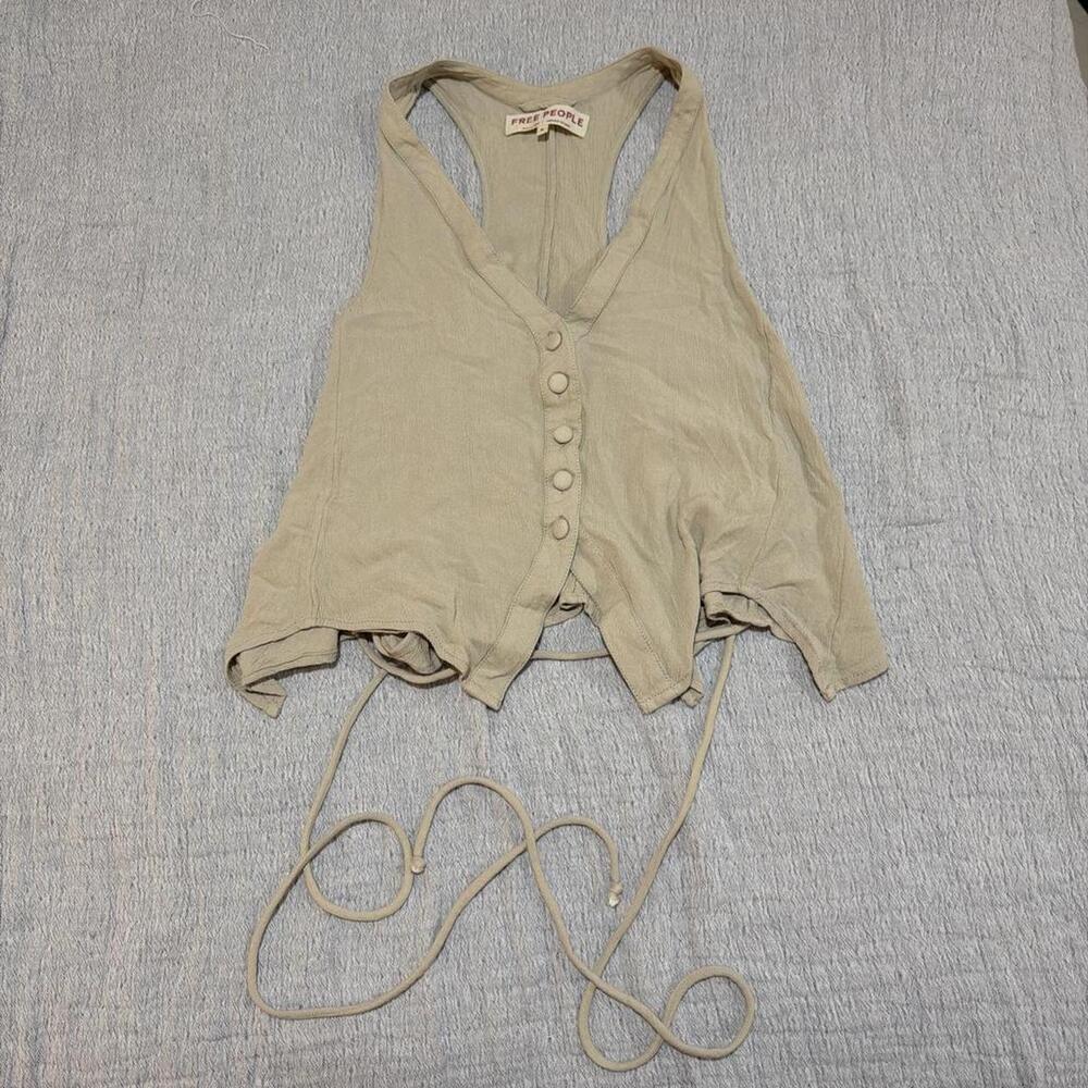 Free People Women's Tan and Cream Vest